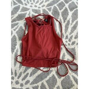 Burnt Red Tie Back Lace Up Windsor Crop Top